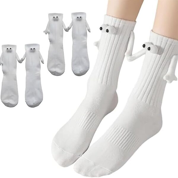 2 Pairs Magnetic Holding Hands Socks - Funny Gifts for Women & Men, Teens, Couples, Friends