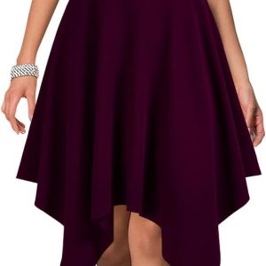 WOOSEA Women's Sleeveless Halter Neck Formal Dress Hem Asymmetrical A Line Party Cocktail Dress