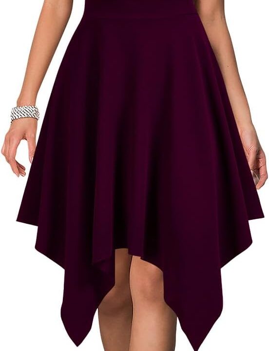 WOOSEA Women's Sleeveless Halter Neck Formal Dress Hem Asymmetrical A Line Party Cocktail Dress