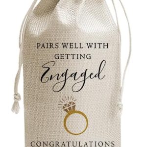 Engegement Wine Gift Bag Married Gifts for Bride Groom, Bridal Shower Gifts for Couples Her Him, Engagement Wedding Party Decorations, Newlywed Gift, 1 Pcs Burlap Wine Bottle Cover Bag