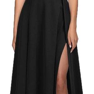 MUSHARE Women's Halter Neck Sexy Split Cocktail Party Maxi Long Formal Dress