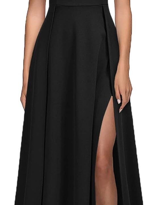 MUSHARE Women's Halter Neck Sexy Split Cocktail Party Maxi Long Formal Dress