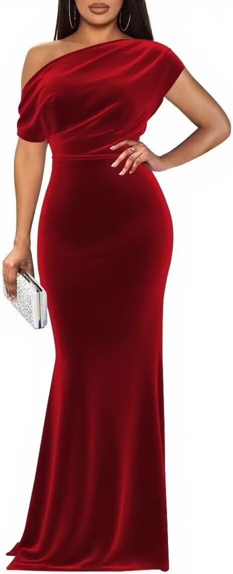 Off The Shoulder Formal Dresses for Women Velvet Mermaid Sleeveless Wedding Guest Dresses 2025 Party Evening Gowns