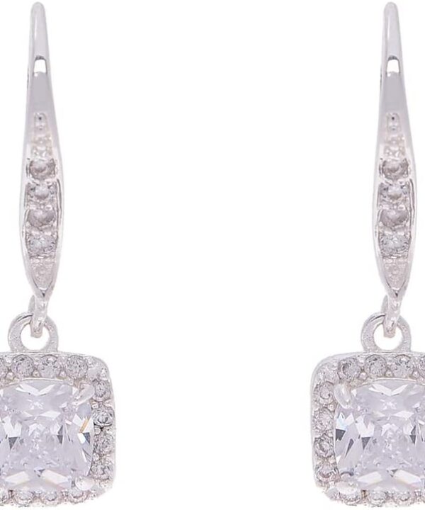 Anne Klein Flawless Silver-Tone & Cubic Zirconia Leverback Drop Earrings