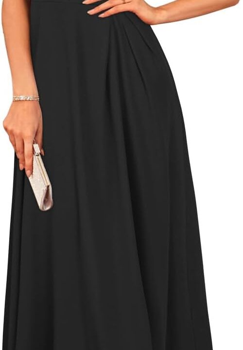 Newshows Womens 2025 Formal Evening Gowns Maxi Dress Cocktail Party V Neck Sleeveless Wedding Guest Long Elegant Dress