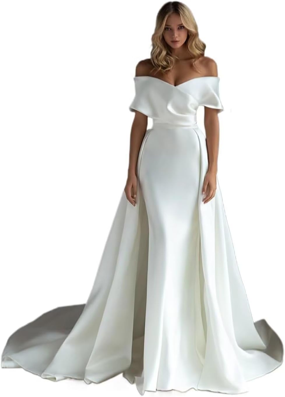 Lace Mermaid Wedding Dresses for Bride 2025 with Train Long Sleeve Tulle Bridal Gown for Women