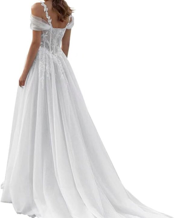 Dexinyuan Beach Boho Wedding Dresses for Bride 2025 Lace Tulle Bride Dress for Wedding