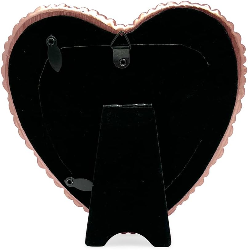 Isaac Jacobs 4×4 Rose Gold Balloon Heart-shaped Picture Frame with Easel & Hook for Tabletop&Wall Display, Decorative Art Design, Home Décor, Gallery Wall, Bookshelf, Desktop Display (4×4, Rose Gold)