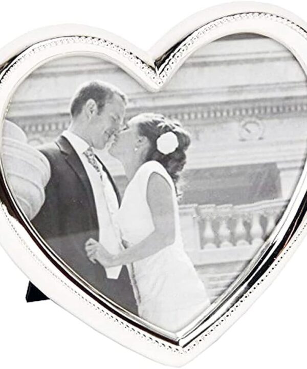Haysom Interiors Contemporary Silver Plated Heart Shaped Photo Frame Holds a 4" x 4" Photograph