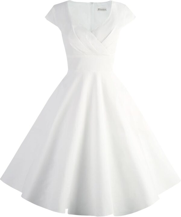Ellames Women's 1950s Retro Vintage Dresses Elegant 2025 Cocktail Party Dress Cap Sleeve Dress with Pocket