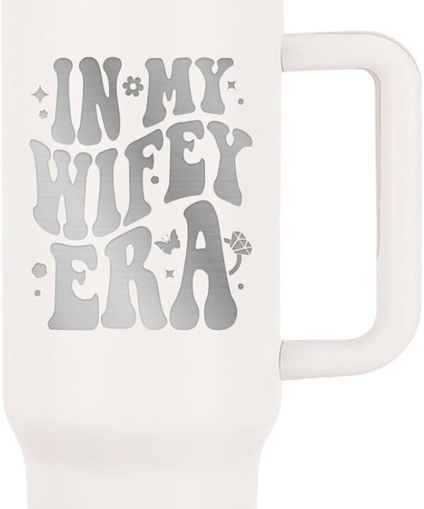 40oz Stainless Steel Insulated Tumbler with Handle and Straw - In My Wifey Era - Perfect for Bride, Bachelorette, Wedding Gifts