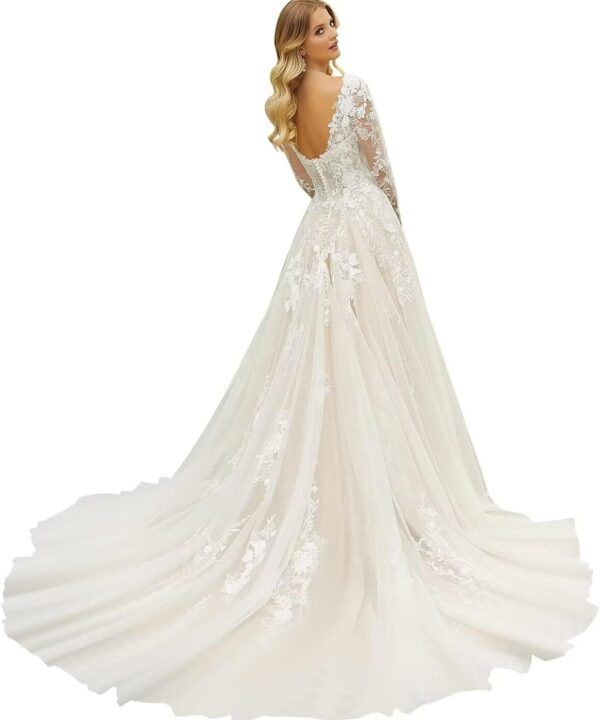 Long Sleeve Lace Wedding Dresses for Bride 2025 Satin Mermaid Tulle Long Bridal Gown for Women