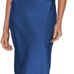 Summer Satin Flutter Sleeve Wedding Guest Dresses for Women Sweetheart Neckline Cutout Tie Back Midi Cocktail Dress