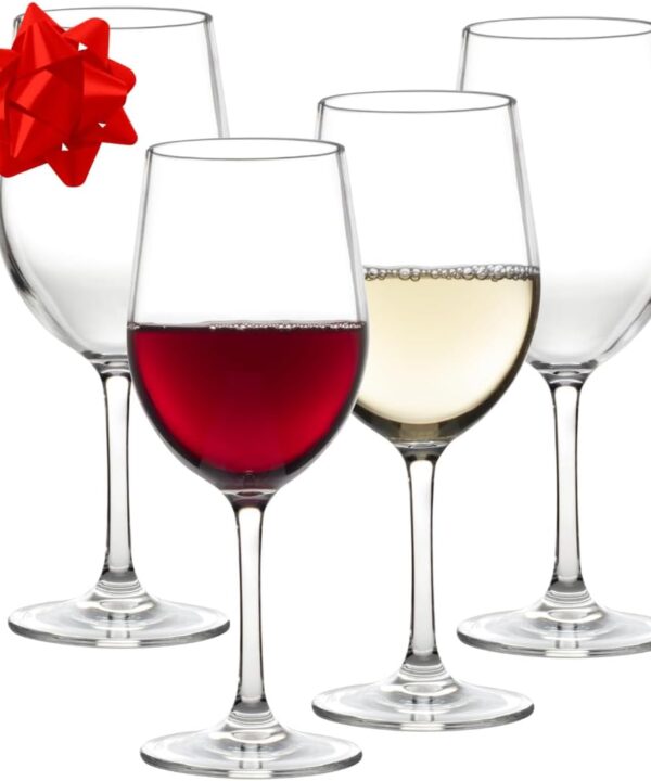 Unbreakable Stemmed Wine Glasses, 12oz - 100% Tritan - Shatterproof, Reusable, Dishwasher Safe Drink Glassware (Set of 4)- Indoor Outdoor Drinkware - Great Holiday and Wedding Gift