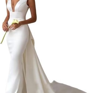 Mermaid Wedding Dresses for Bride Long Sleeve Beach Bride Dress LW03