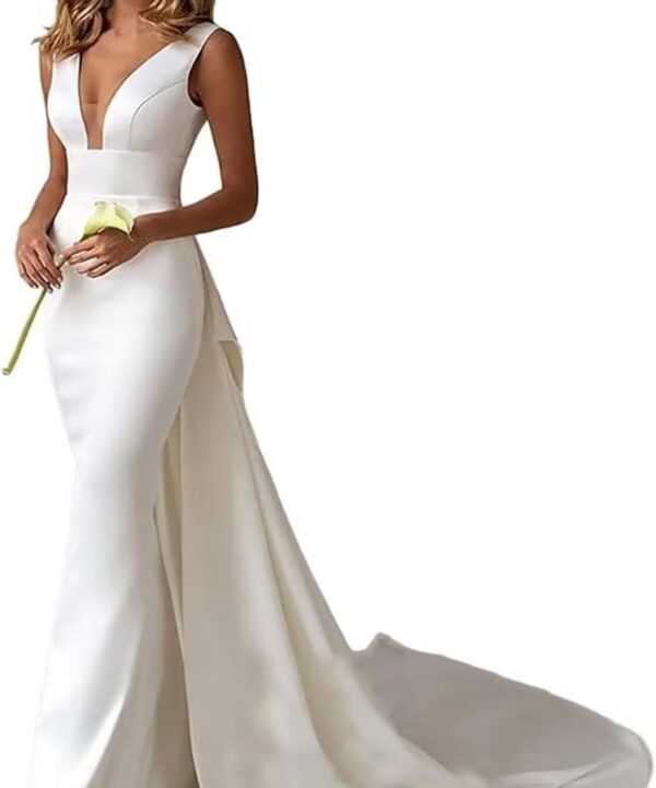 Mermaid Wedding Dresses for Bride Long Sleeve Beach Bride Dress LW03