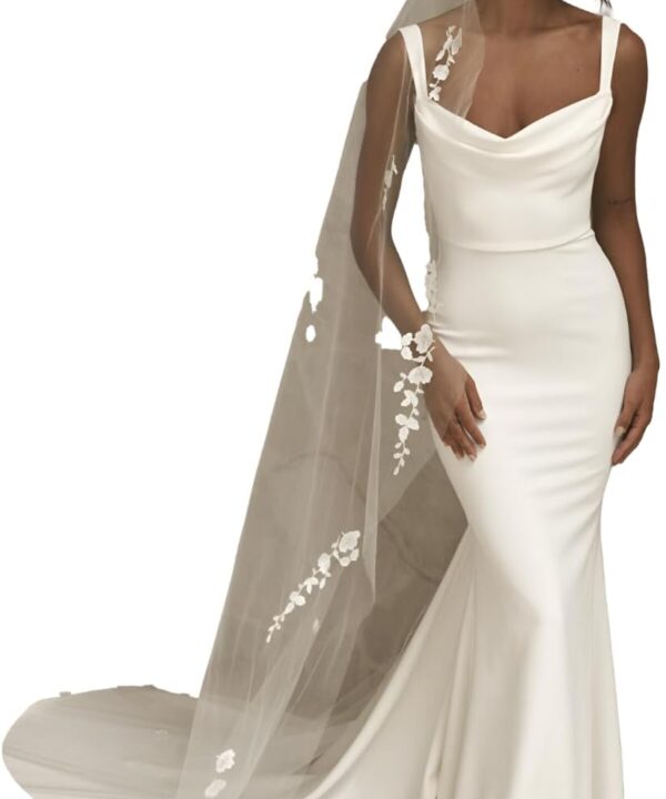 Simple Mermaid Wedding Dresses for Bride 2025 Satin Beach Bridal Gown with Train