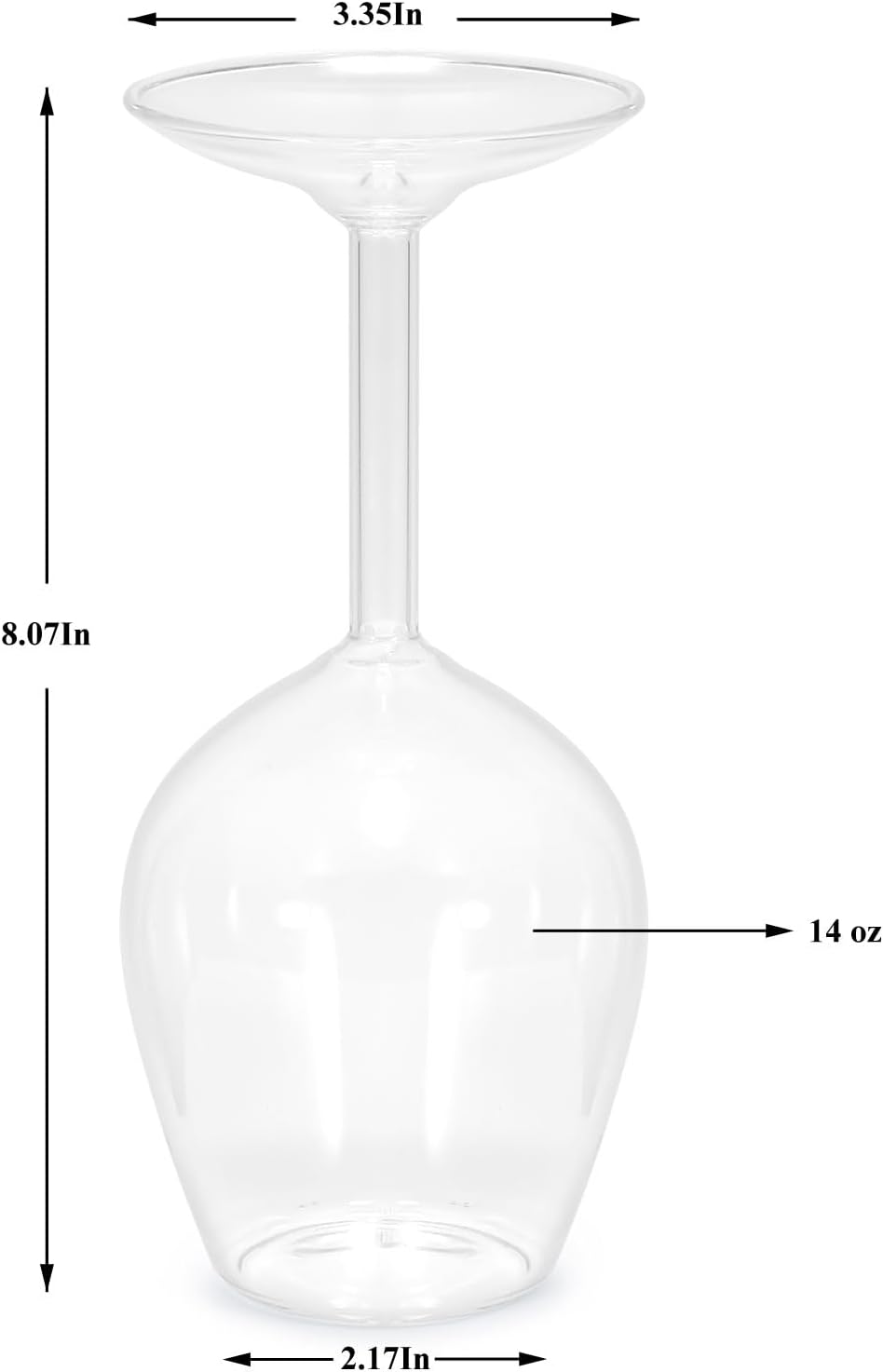Upside Down Wine Glass Unique Cute Fancy and Funny Red and White Long Stem Wine Glasses Fun and Cool Wine Gift for Women Or Men for Birthday and Holidays and for Party or Wedding 14 Fl Oz
