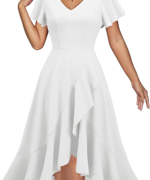 DRESSTELLS Women's Cocktail Party Dress, Formal Wedding Guest Church Vintage Holiday Evening Prom High Low Dresses 2025