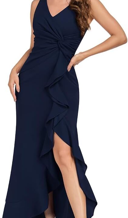 OEZ Long Formal Dresses for Women Wedding Guest Elegant Evening Party Cocktail Dress Sexy V Neck Sleeveless Gowns Dresses