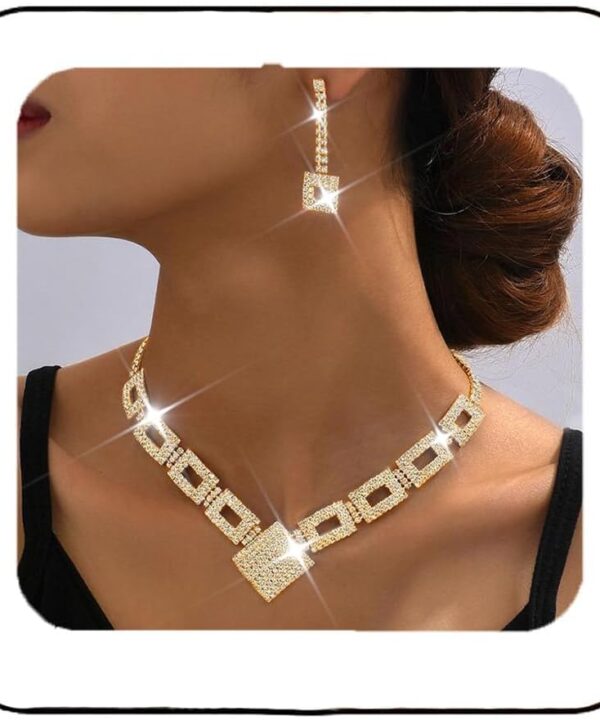 Unicra Crystal Bridal Wedding Jewelry Set Silver Rhinestone Necklace Earrings Bracelet Sets Formal Costume Jewelry for Women and Brides