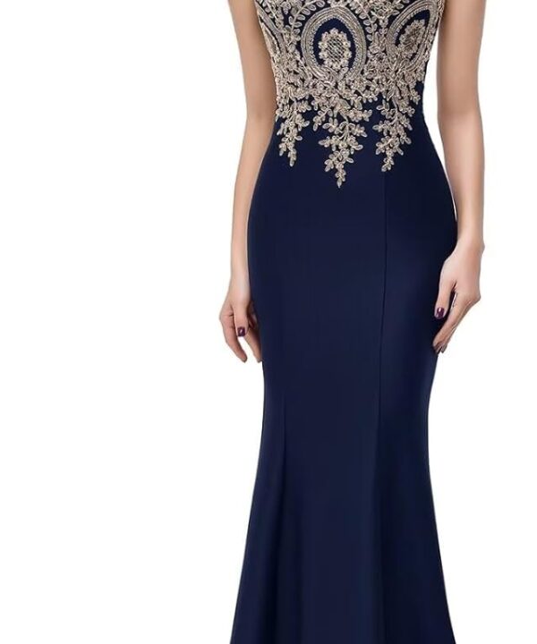 Babyonline® Women's Lace Applique Long Formal Mermaid Evening Prom Dresses