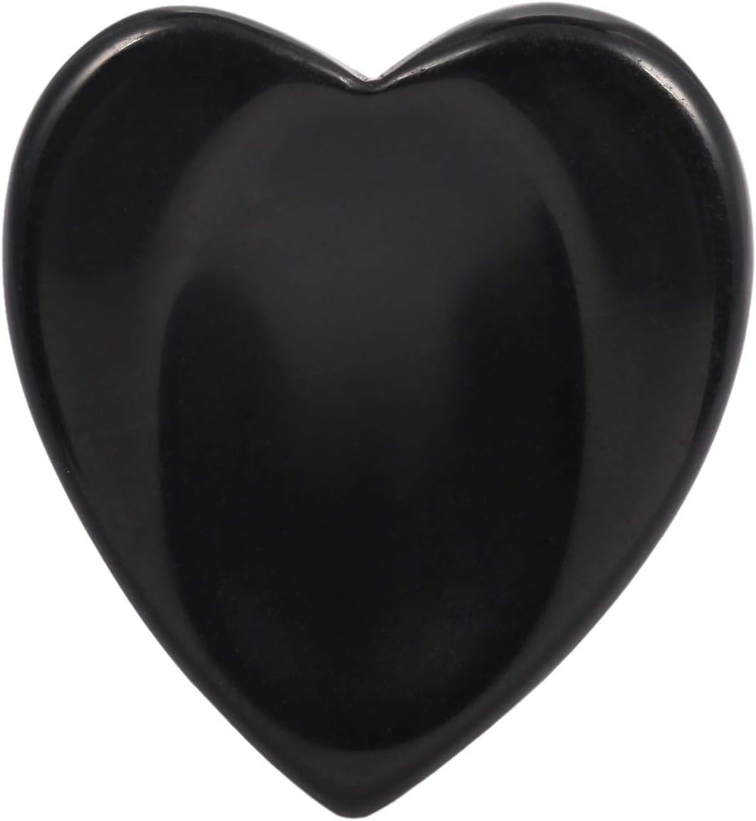 SUNYIK Heart Shaped Black Obsidian Thumb Worry Stone, Polished Healing Palm Pocket Stone for Anxiety Stress Relief