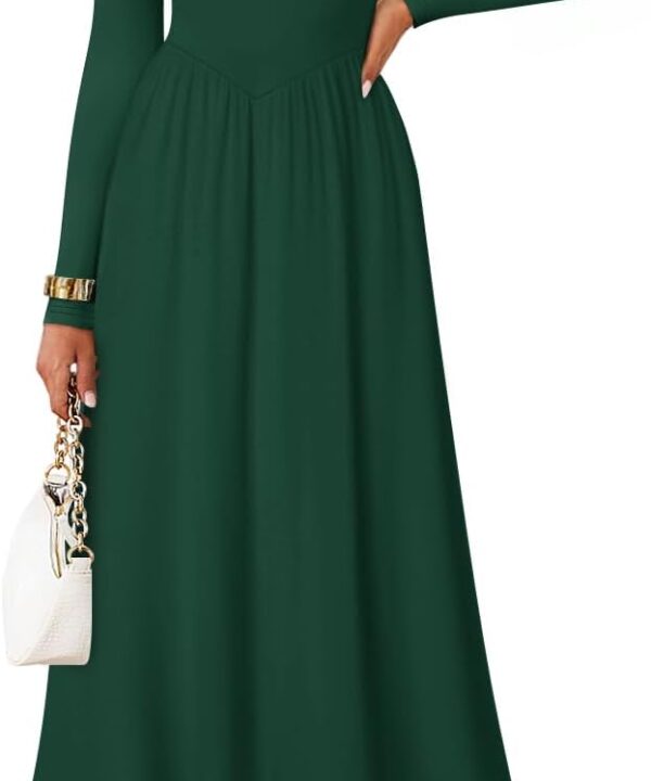 ZESICA Fall Dresses for Women 2025 Elegant Classy Square Neck Long Sleeve Flowy Wedding Guest Party Midi Dress