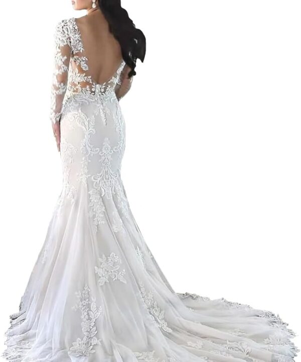 Fivsole Wedding Dresses for Birde 2025 Lace Applique Long Bridal Dress Mermaid Wedding Gown with Train