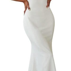 Ever-Pretty Women's Sleeveless V-Neck Open Back Lace Simple Mermaid Sweep Train Wedding Dress 0171A