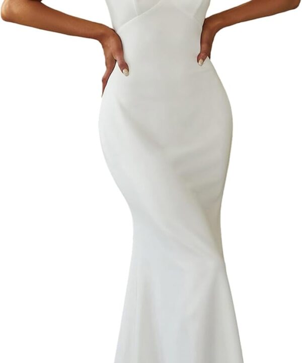 Ever-Pretty Women's Sleeveless V-Neck Open Back Lace Simple Mermaid Sweep Train Wedding Dress 0171A