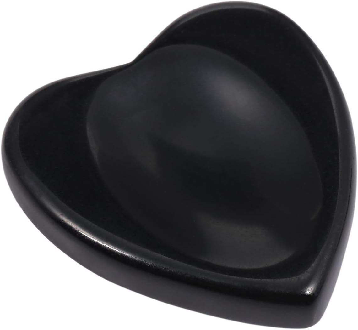 SUNYIK Heart Shaped Black Obsidian Thumb Worry Stone, Polished Healing Palm Pocket Stone for Anxiety Stress Relief