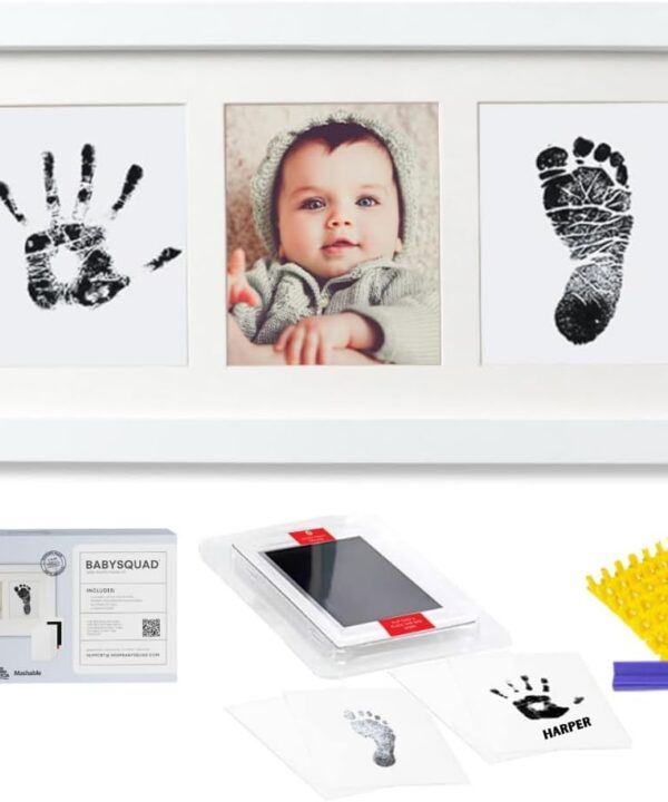 Baby Prints Newborn Handprint and Footprint Picture Frame Keepsake Kit, 13.5 x 7 INCHES (Large Size), Mess-Free Ink Pad Included | Gift for New Parents for Babyshower | Photo Keepsake