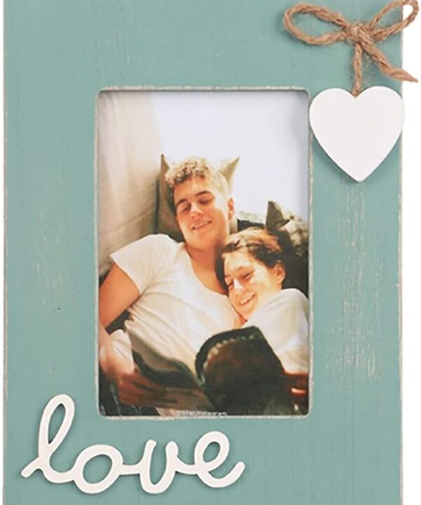 U/D Teal Picture Frame for Love 4x6,Blue Heart Photo Frame for Boyfriend and Girlfriend Gift,Couple,Family