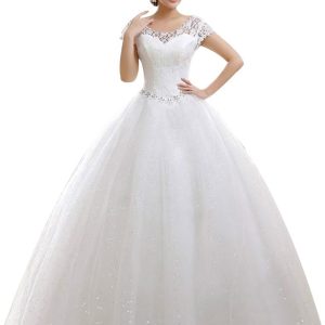 Eyekepper Double Shoulder Floor Length Bridal Gown Wedding Dress Custom Size