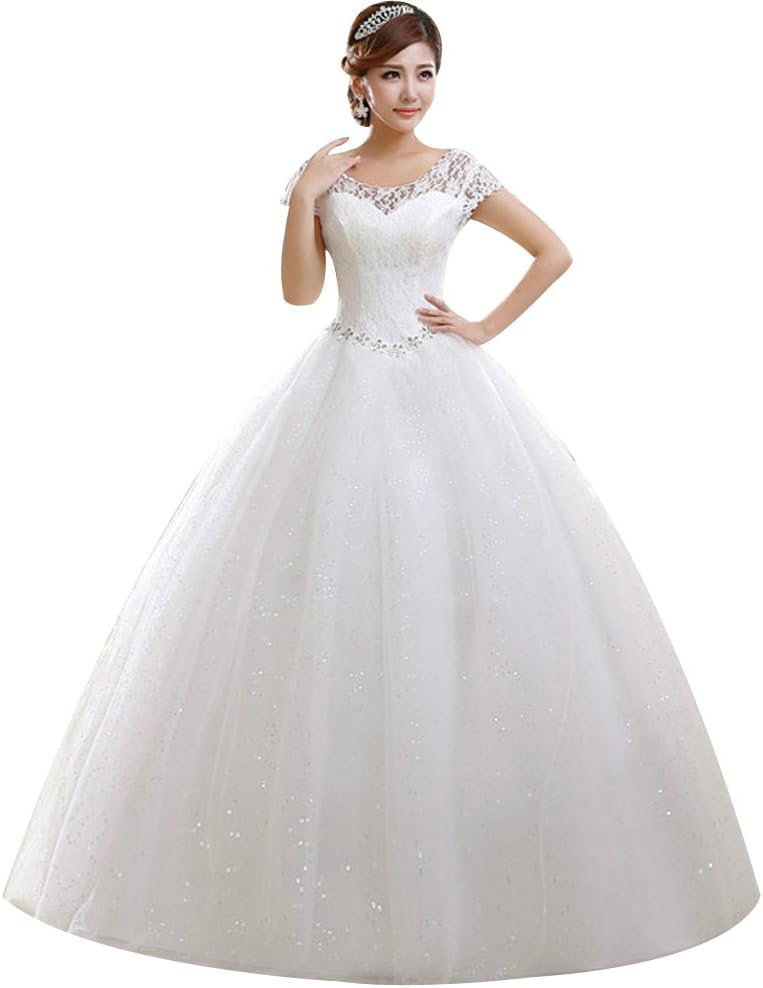 Eyekepper Double Shoulder Floor Length Bridal Gown Wedding Dress Custom Size