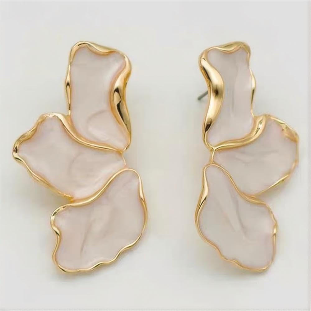 Irregular Petal Earring For Women Stainless Steel Unique Statement Flower Dangle Earrings Trendy Jewelry Gift