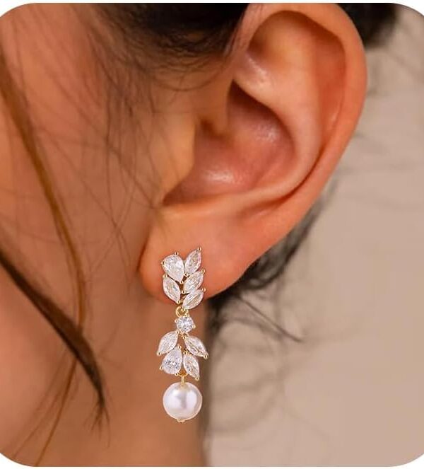 Gold Dangle Earrings for Women,Christmas Gifts Jewelry Dainty Earring 14K Gold Plated Drop Earrings for Women Trendy Hypoallergenic CZ Dangling Earring