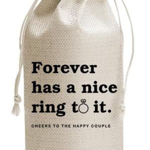 DOI-LANEE Wedding Wine Gift Bag Married Gift for Bride Groom Bridal Shower Gifts Engagement Wedding Party Decorations Supplies Newlywed Honeymoon Gifts, 1 Pcs Burlap Wine Bottle Cover Bag