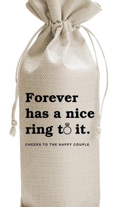 DOI-LANEE Wedding Wine Gift Bag Married Gift for Bride Groom Bridal Shower Gifts Engagement Wedding Party Decorations Supplies Newlywed Honeymoon Gifts, 1 Pcs Burlap Wine Bottle Cover Bag