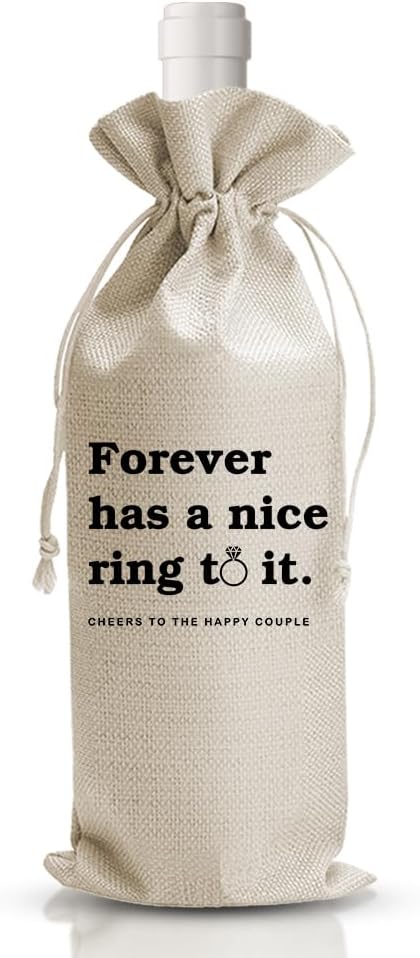DOI-LANEE Wedding Wine Gift Bag Married Gift for Bride Groom Bridal Shower Gifts Engagement Wedding Party Decorations Supplies Newlywed Honeymoon Gifts, 1 Pcs Burlap Wine Bottle Cover Bag