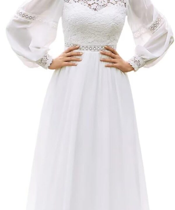Long Sleeves Wedding Dress for Bride Chiffon A Line Lace Appliques Embroidery Boho Bridal Gown with Train 2025