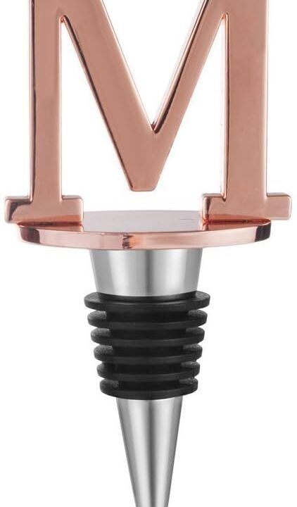 Miicol Wine Stopper, Prosecco Stopper, Wine Bottle Stopper, Personalised Champagne Stopper, Rose Gold Wine Accessories, Wine Lovers Gift, Monogram Gift, Letter M