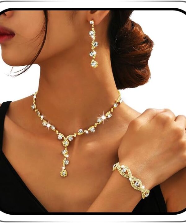 Sixexey Rhinestone Jewelry Set Sparkly Prom Jewelry Necklace Wedding Necklace Jewelry Accessories for Women