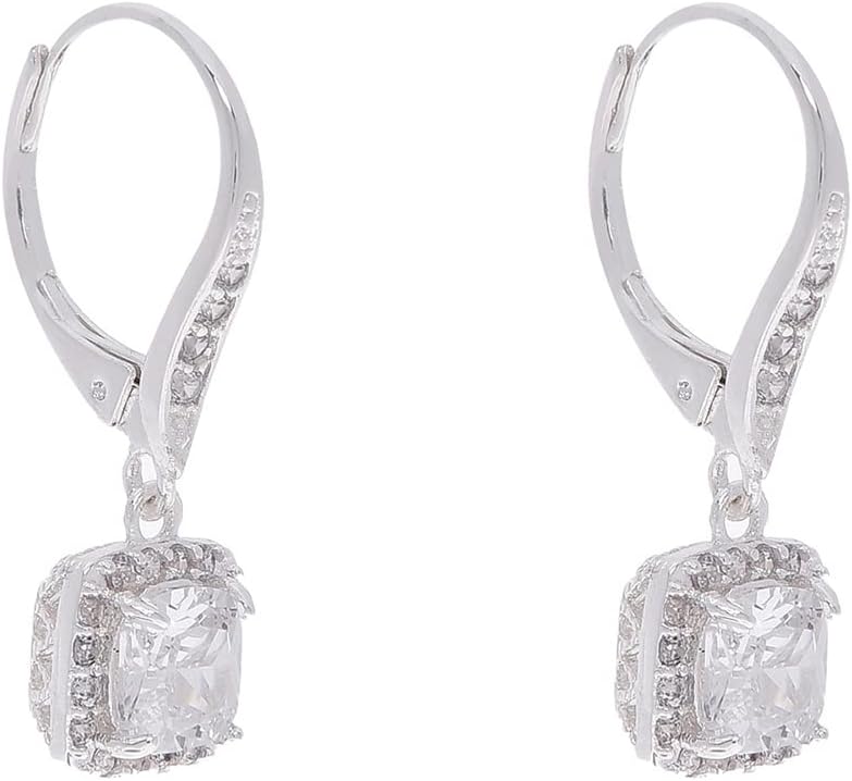 Anne Klein Flawless Silver-Tone & Cubic Zirconia Leverback Drop Earrings