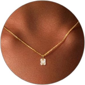 Luxval Diamond Pendant Gold Necklace for WomenDainty 18k Gold Plated Choker Necklaces Simple Gold Jewelry Gifts for Women Girls