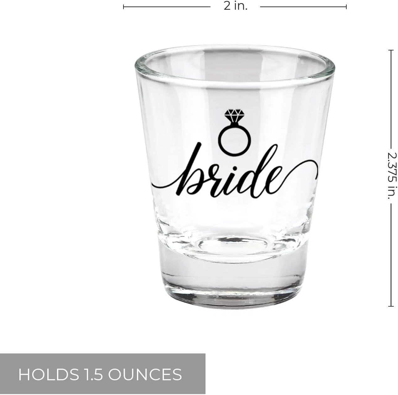Canopy Street Bride And Groom Shot Glasses / 2 Wedding Shot Glasses/Bachelorette Bachelor Party 1.5 Ounce Small Glass Set