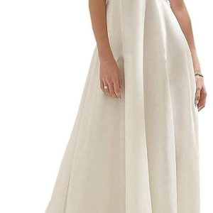 Abaowedding Women's Wedding Dress Lace Double V-Neck Sleeveless Evening Dress