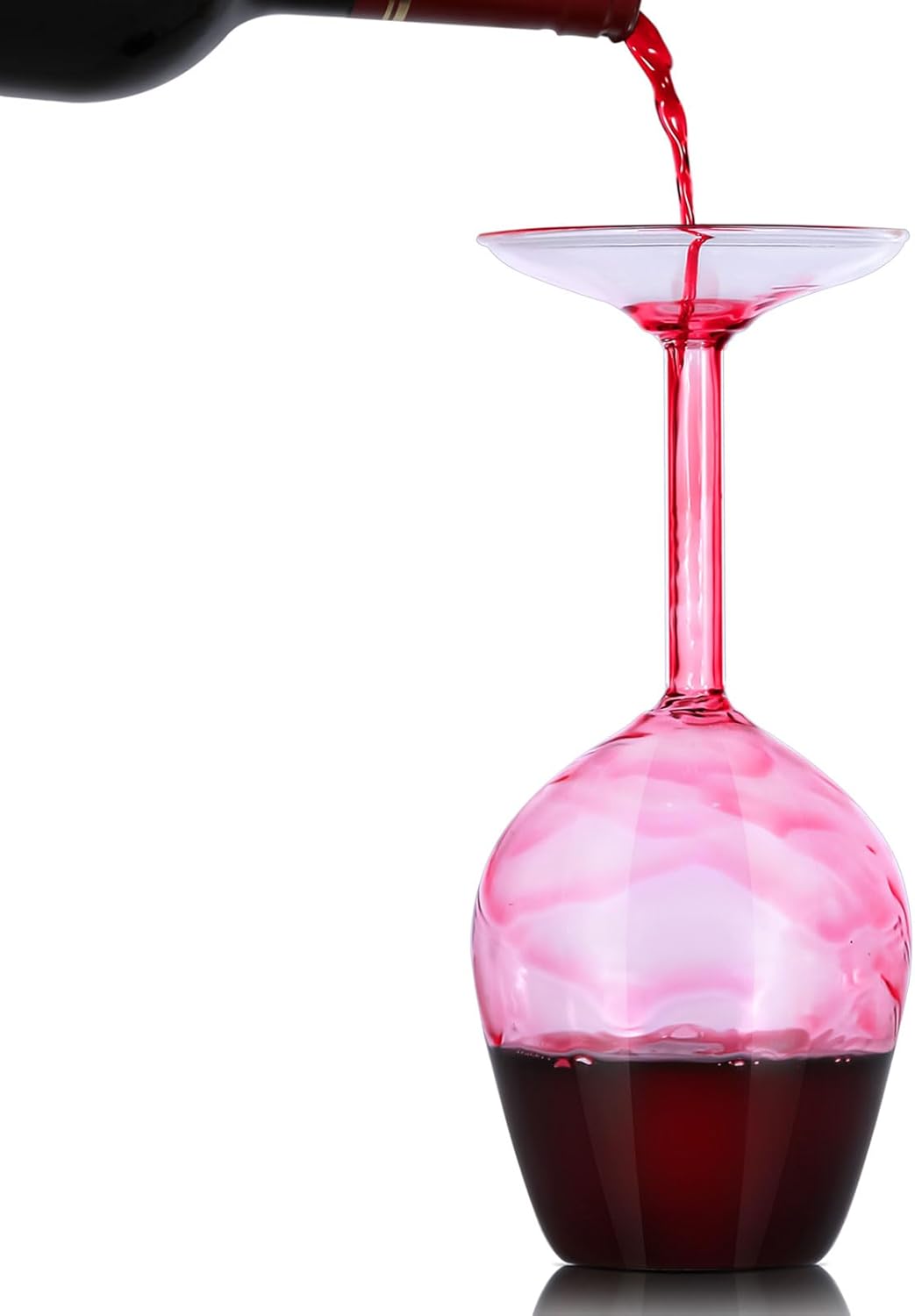 Upside Down Wine Glass Unique Cute Fancy and Funny Red and White Long Stem Wine Glasses Fun and Cool Wine Gift for Women Or Men for Birthday and Holidays and for Party or Wedding 14 Fl Oz