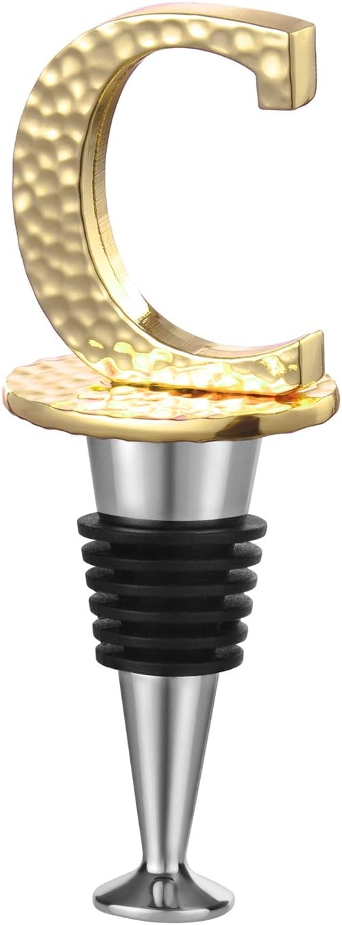 Miicol Wine Stopper, Prosecco Topper, Personalised Champagne Stopper, Gold Wine Accessories, Wine Lovers Gift, Monogram Gift, Letter C